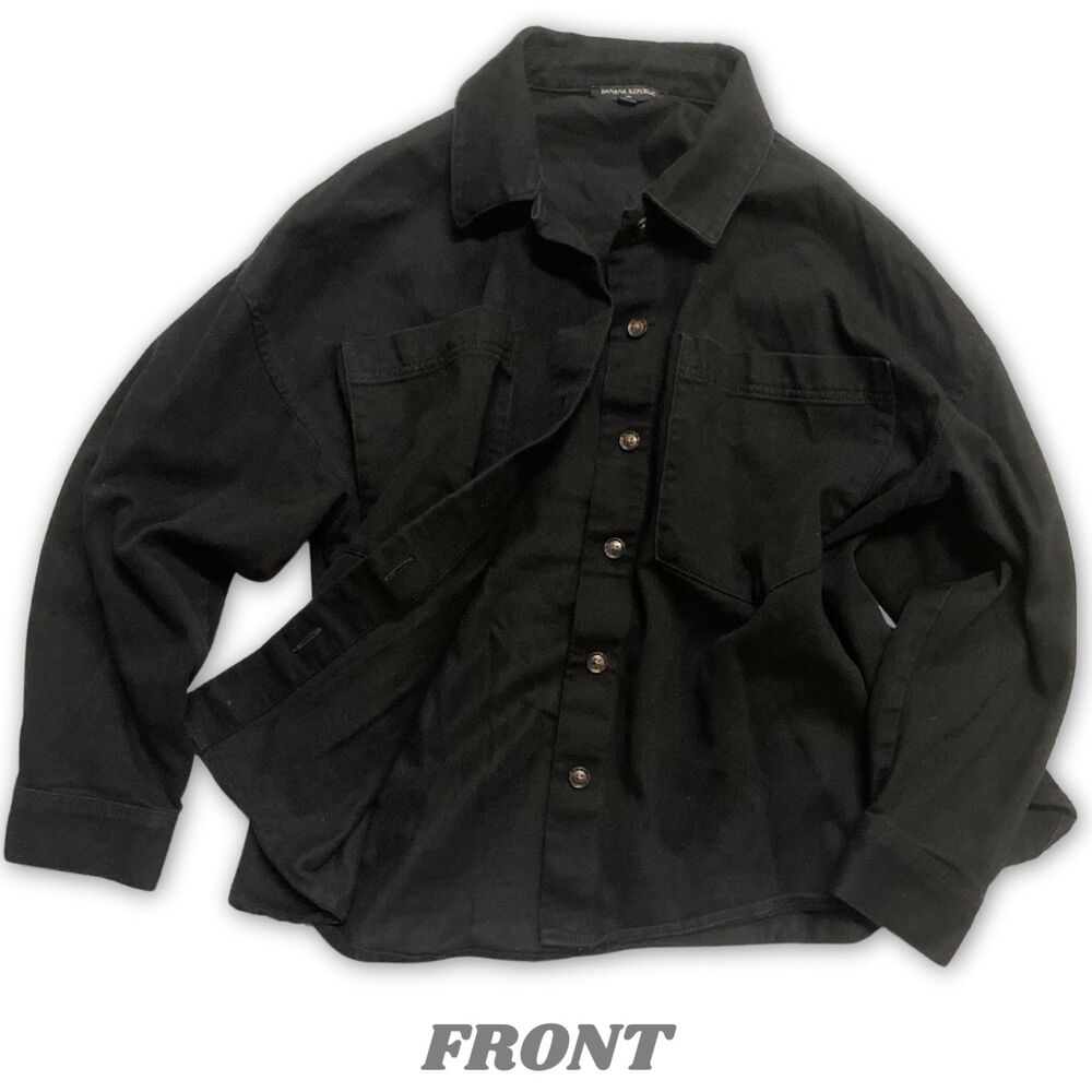 Banana Republic Oversized Women's Black Denim Jacket, Size Large, 100% Cotton